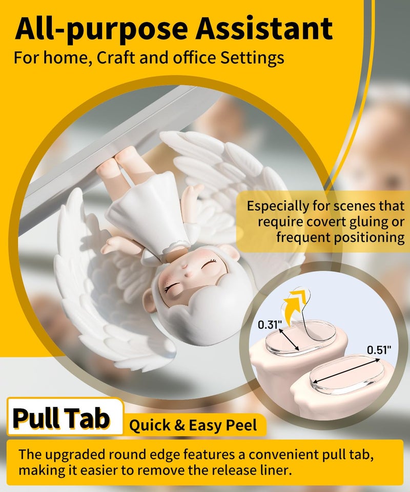 PHIXBEAR Upgraded Removable Mounting Putty with Pull Tab, Double Sided Adhesive Dots, No Trace Tape Sticky Tack Dots for Picture Crafts, 320 Pcs 0.31" x 0.51" - Image 2